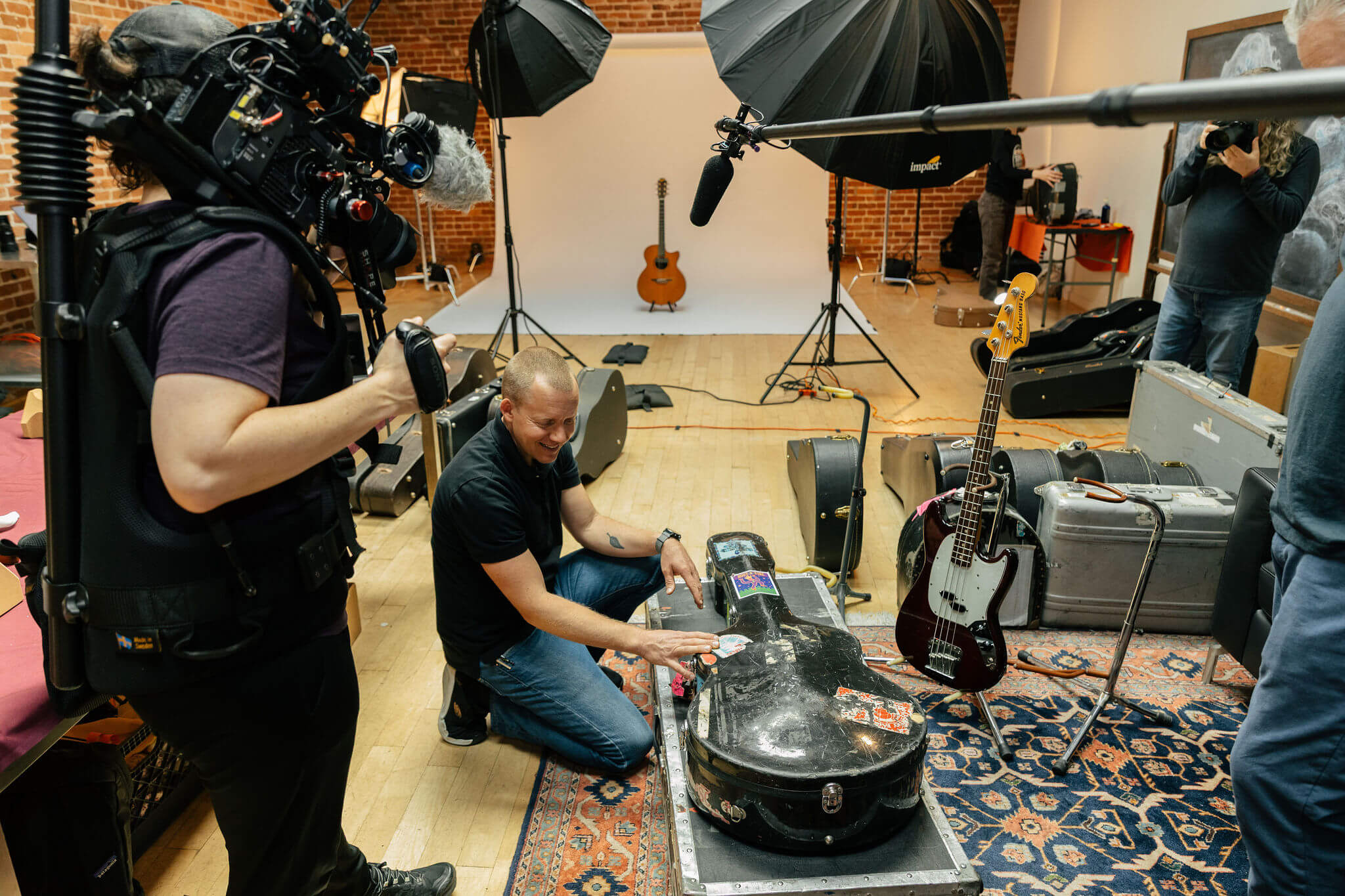 Mischa prepares to open "Barbara's" road case. Photo Credit: Monica Semergiu