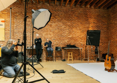 Jay Blakesberg photographs Michael's guitars. Photo Credit: Monica Semergiu